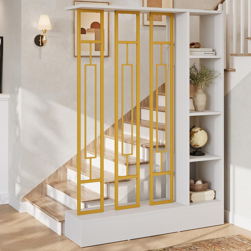Room Divider with Shelves, 71" Freestanding Storage Room Divider