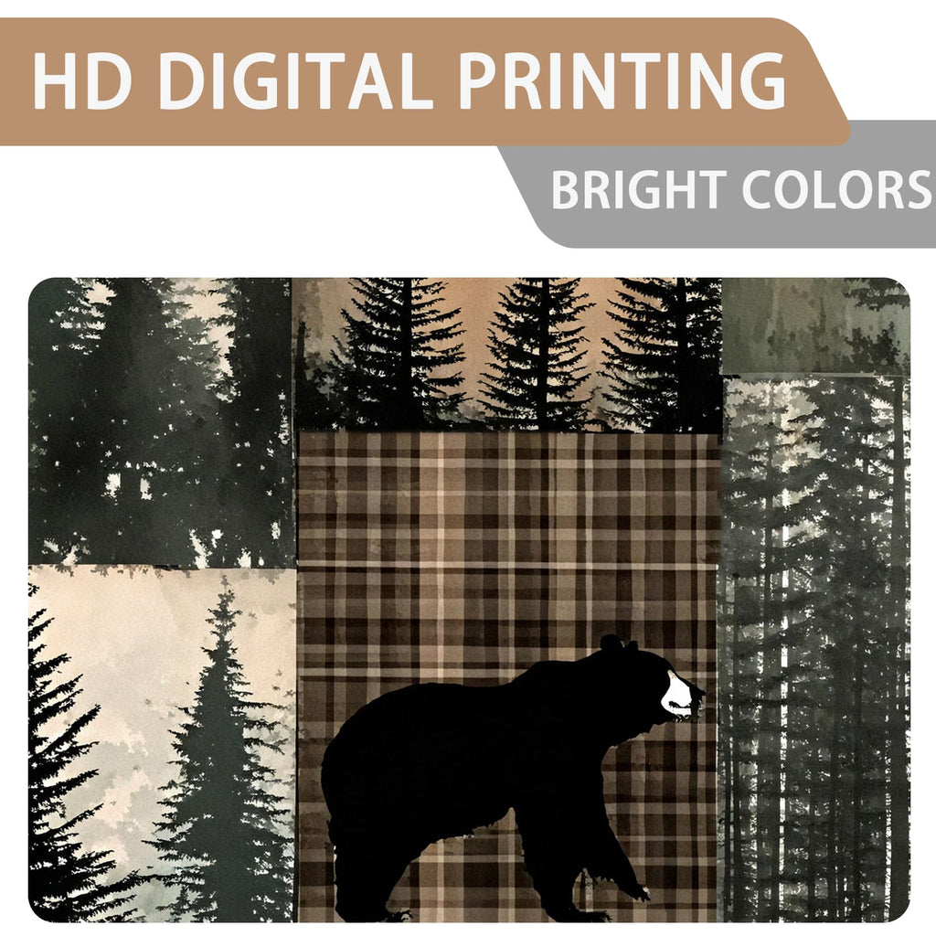 Rustic Cabin Bear Deer Forest Blackout Curtains, 2 Panels 42x84 Inch