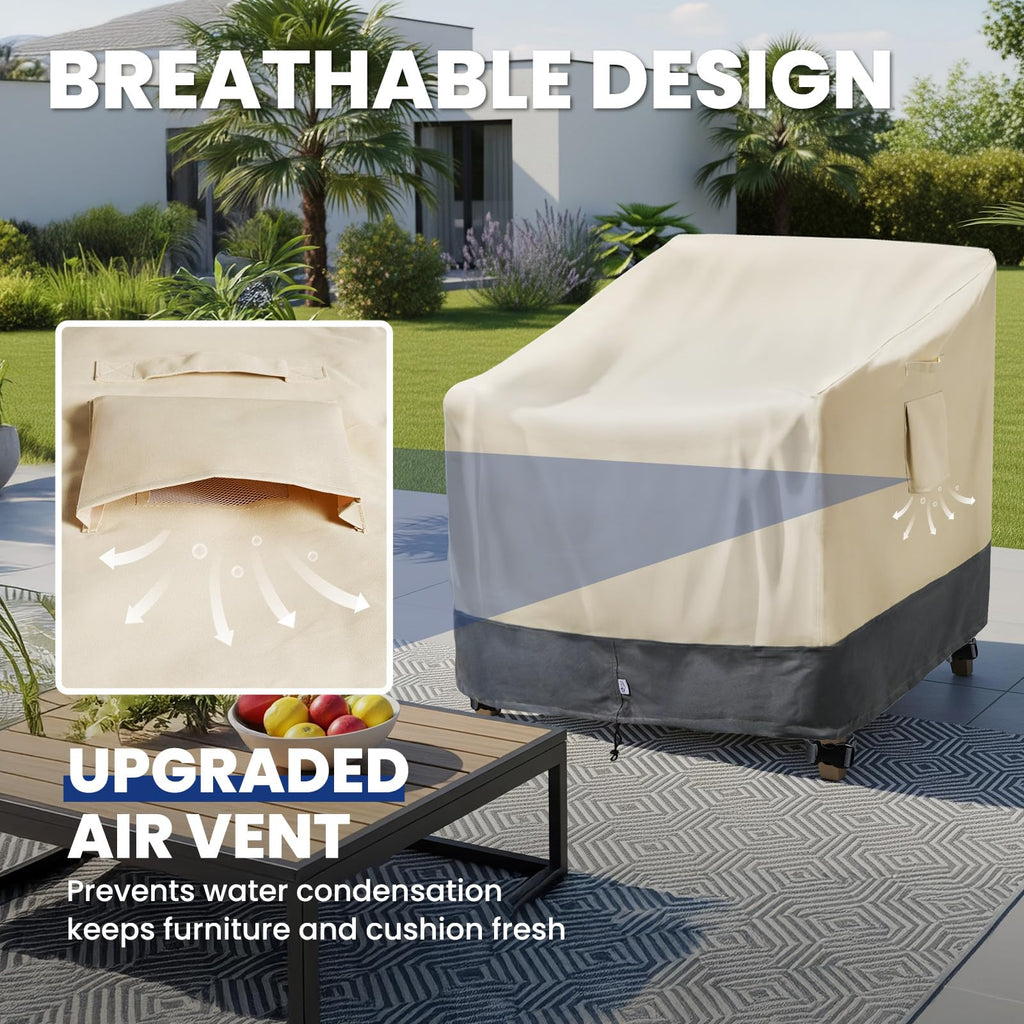 Extra Heavy Duty Outdoor Chair Covers Waterproof - 2 Pack Patio Furniture Covers for Outdoor Swivel/ Rocking Chair