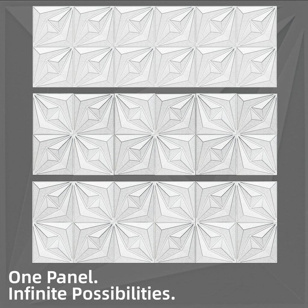 50 Pack 3D Wall Panels, 12x12 Inch, White