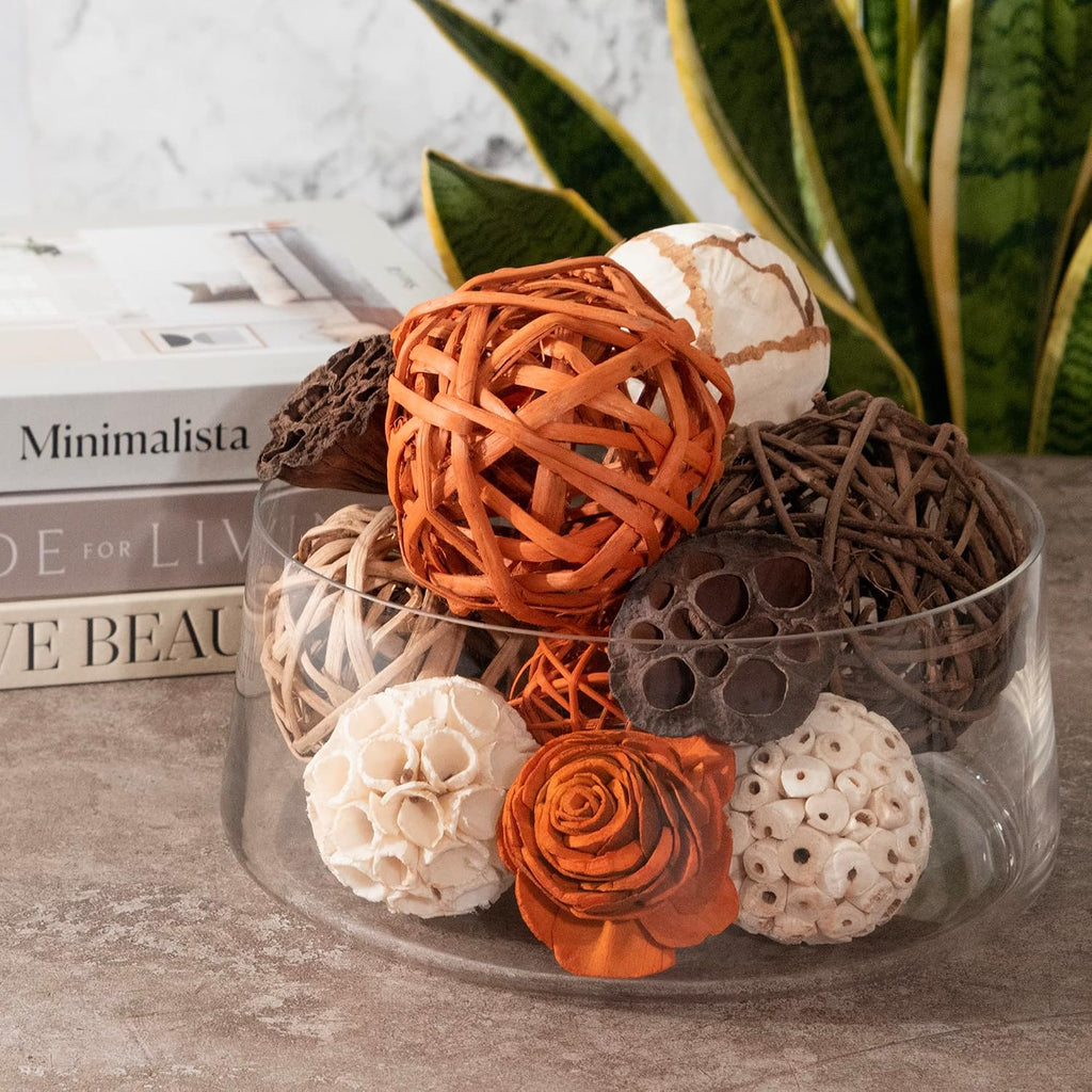 Large Decorative Vase Filler Bag with Orbs, Balls (Sunset Orange)