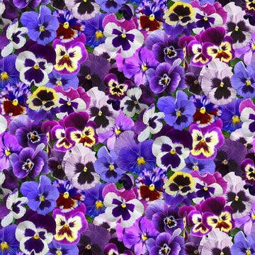 Purple Packed Pansies from Elizabeth's Studio 100% Cotton Quilt 561 Purple