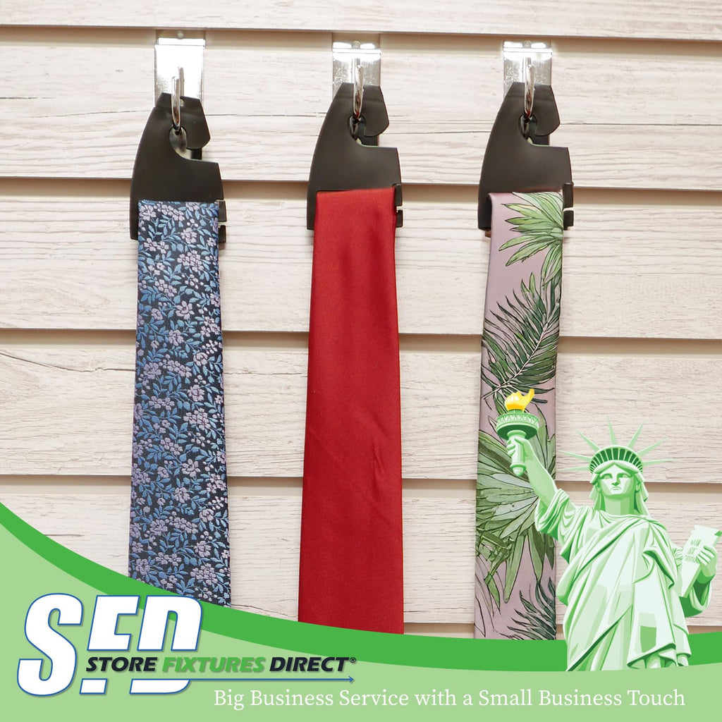 Black Neck Tie Hangers for Retail, Economic Plastic Tie Hooks, 300 Pack