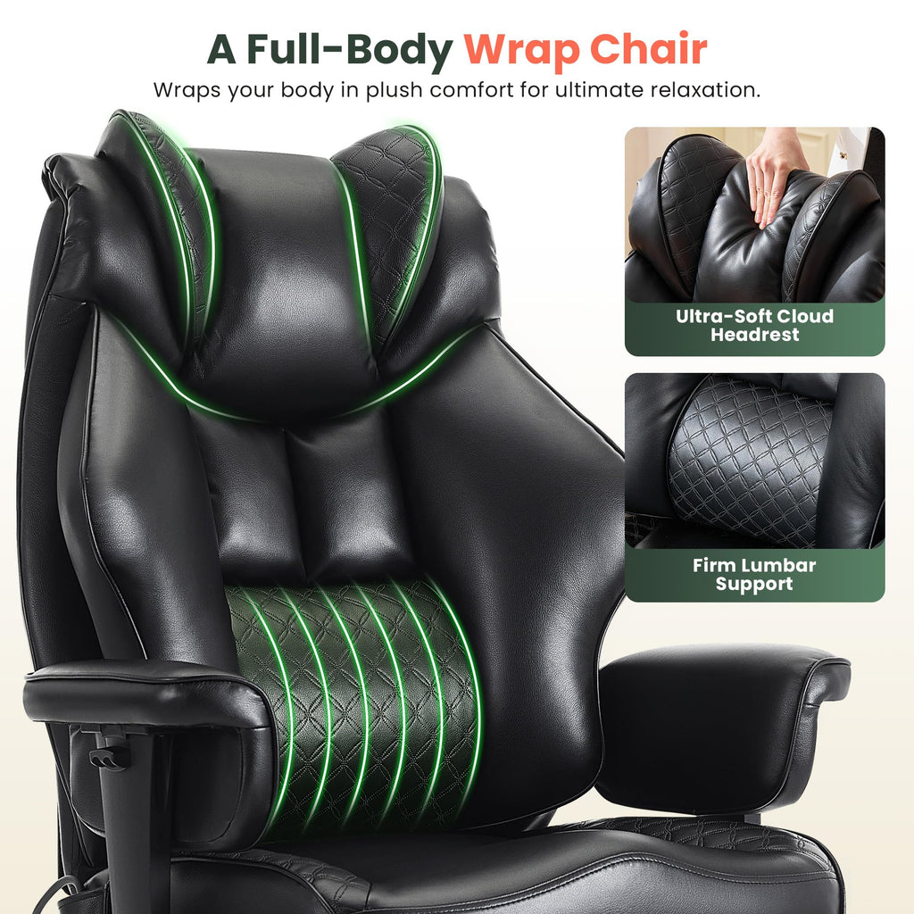 500lbs Big and Tall Office Chair Adjustable Lumbar Support, Extra Wide Seat Ergonomic Gaming Chair with Footrest