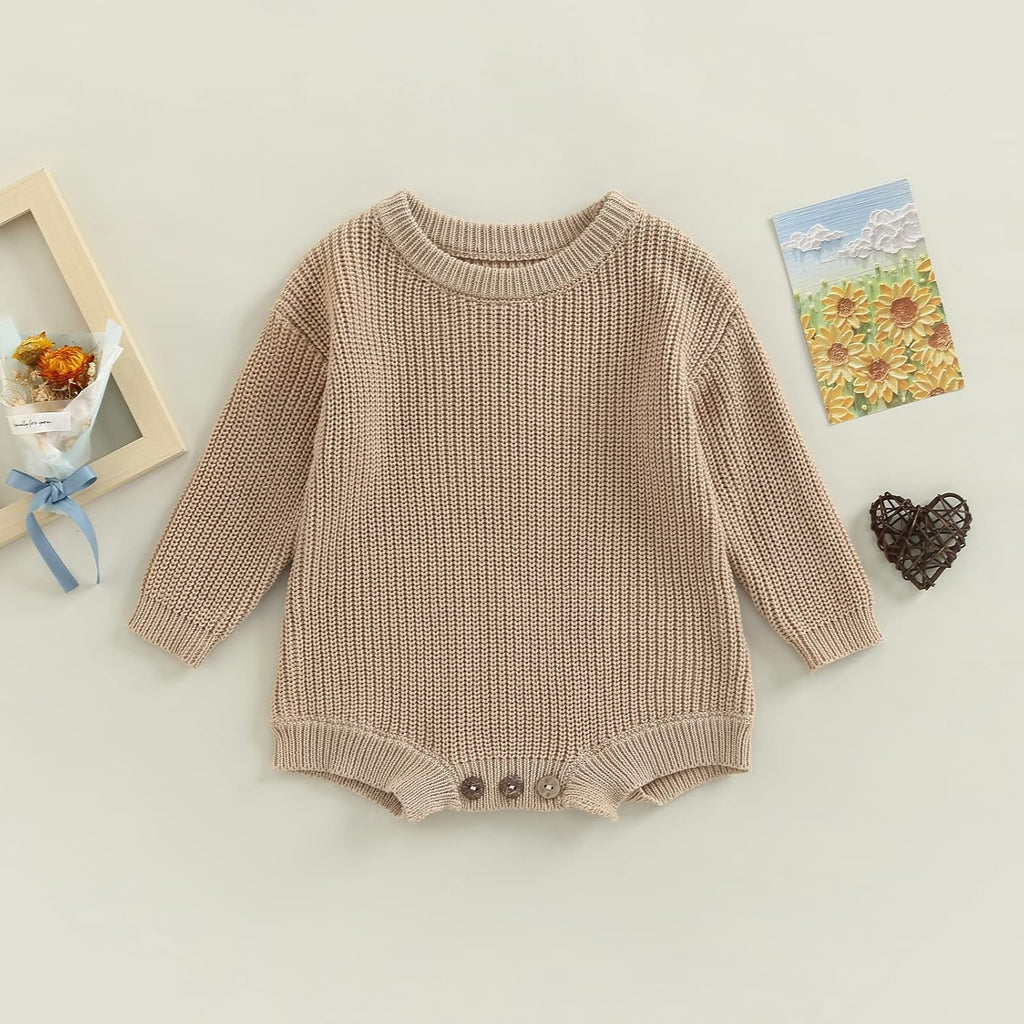 Baby Boy Girl Fall Winter Clothes Chunky Knit Sweater Romper