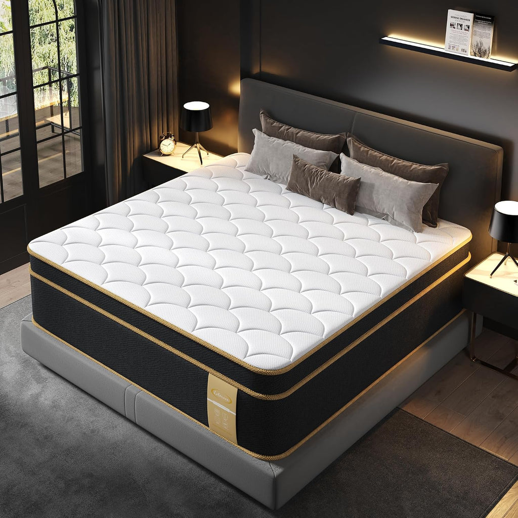 Luxury California King Mattress 12 Inch, Hotel Collection Hybrid Gel Memory Foam Mattress Cal King Size Bed in a Box