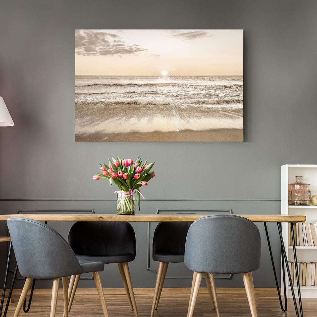 Tropical Coastal Sunset Seashore Canvas Wall Art 45"x30"