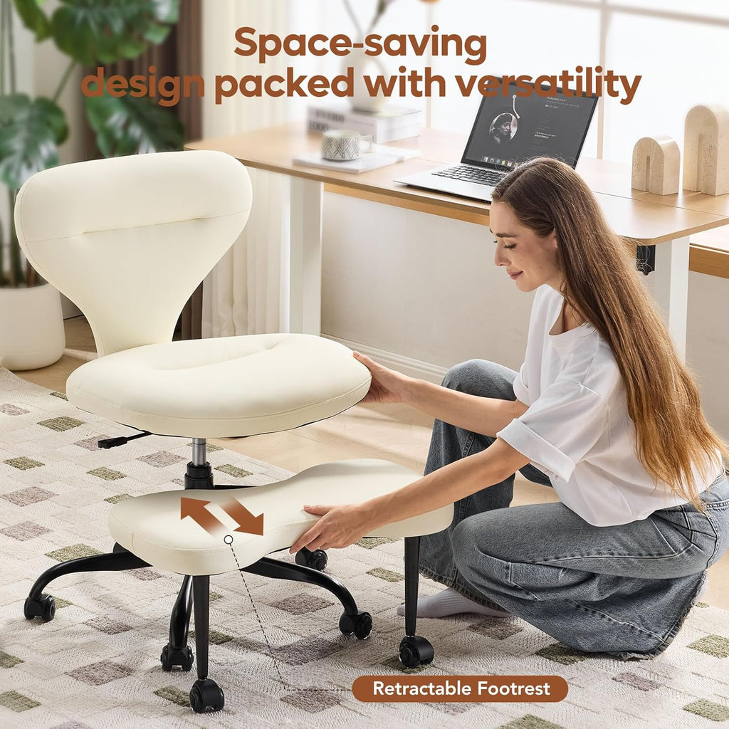 Ergonomic Cross Legged and ADHD Meditation Chair with Silent Wheels for Home Office Desk Chair and Yoga, Wider