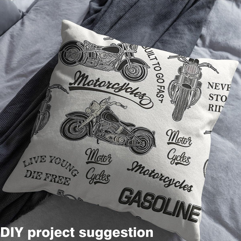 Motocross Fabric By The Yard, Extreme Sports Theme Dirt Bike Upholstery Fabric for Chairs, Retro Motorbike Motorcycle