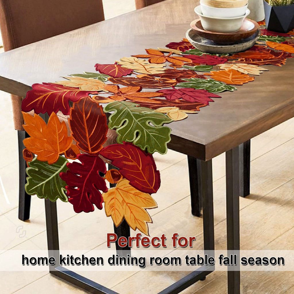 Thanksgiving Table Runner, Fall Farmhouse Table Runner for Thanksgiving Holiday, Harvest Kitchen Decor 90 Inch Long