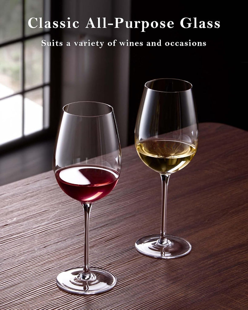 Hand Blown Italian Style Crystal White or Red Wine Glasses - Gift Packaging for Any Occasion - Lead-Free Premium