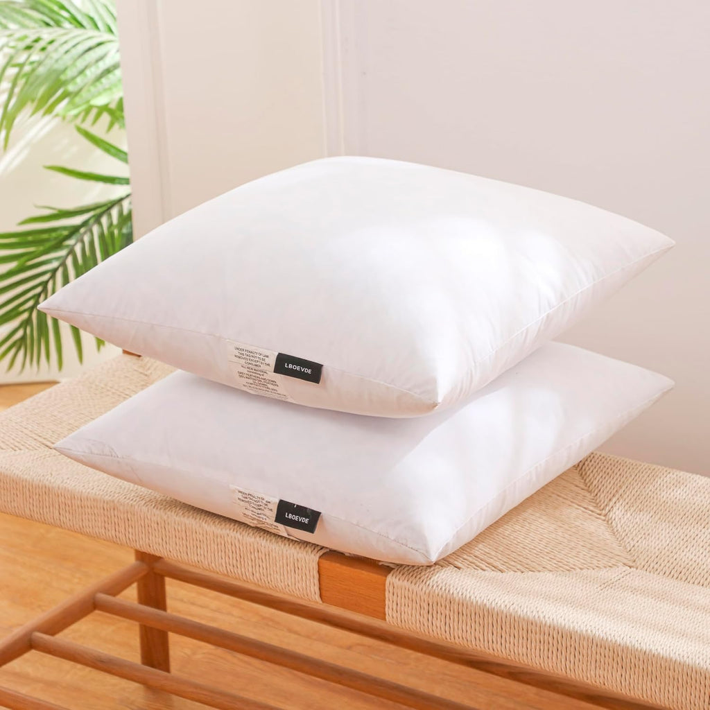 22x22 Inch Gold Goose Down and Feather Throw Pillow Inserts-2 Packs,White,Super Soft Cover,Double Layer Dwon Proof - Set of 2