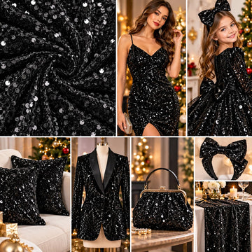 Velvet Sequins Stretch Fabric By The Yard Velvet Sequins 2 Way Stretch Fabric for Fashion, Crafts, Backdrops, 1 Yard