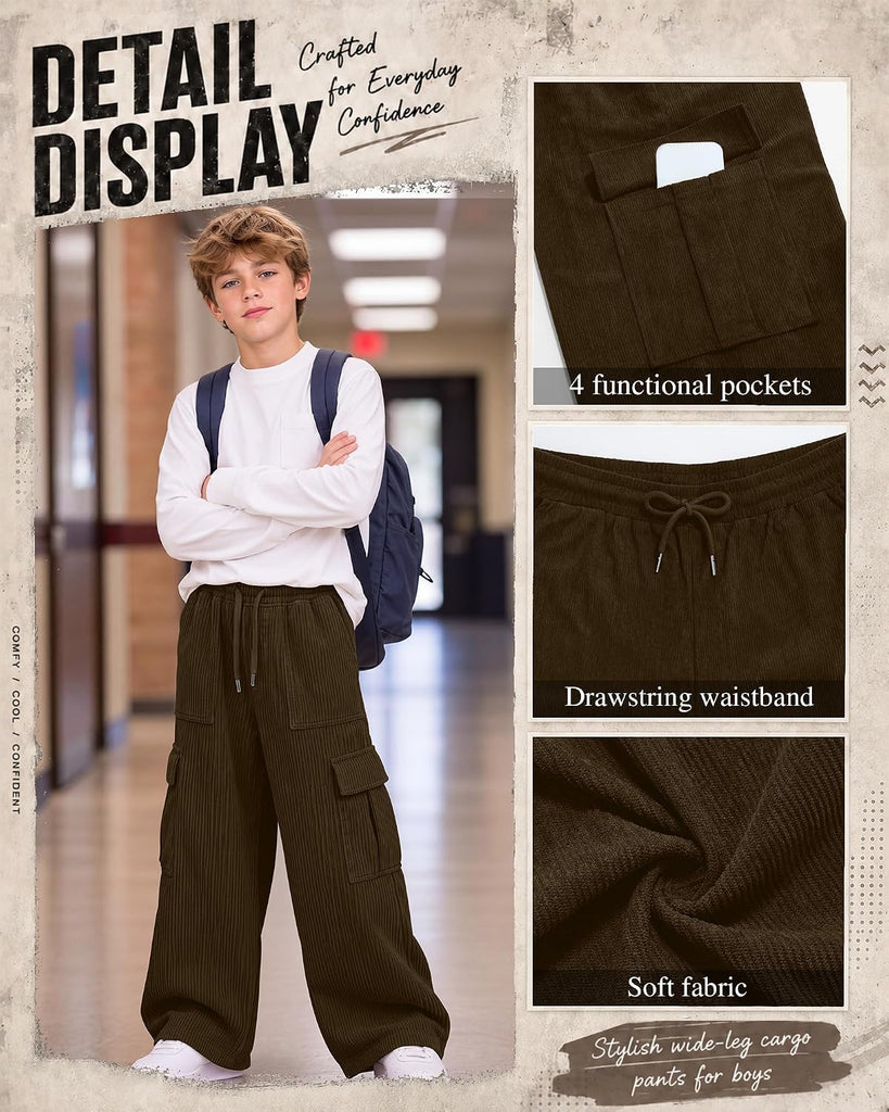 Boys Corduroy Cargo Pants