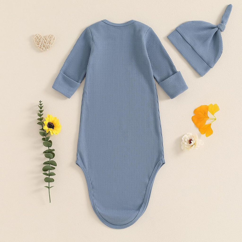 Newborn Boy Girl Coming Home Outfit Baby Infant Sleeper Gown Nightgown Outfits Cute Fall Winter Pajamas and Hat