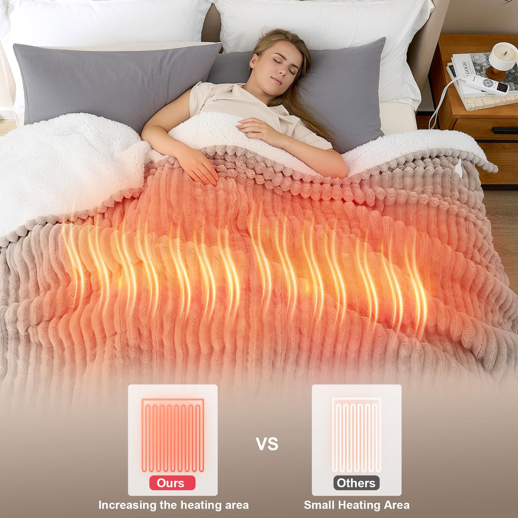 Electric Heated Blanket Twin 62x84'', ETL & FCC Certified, Linen