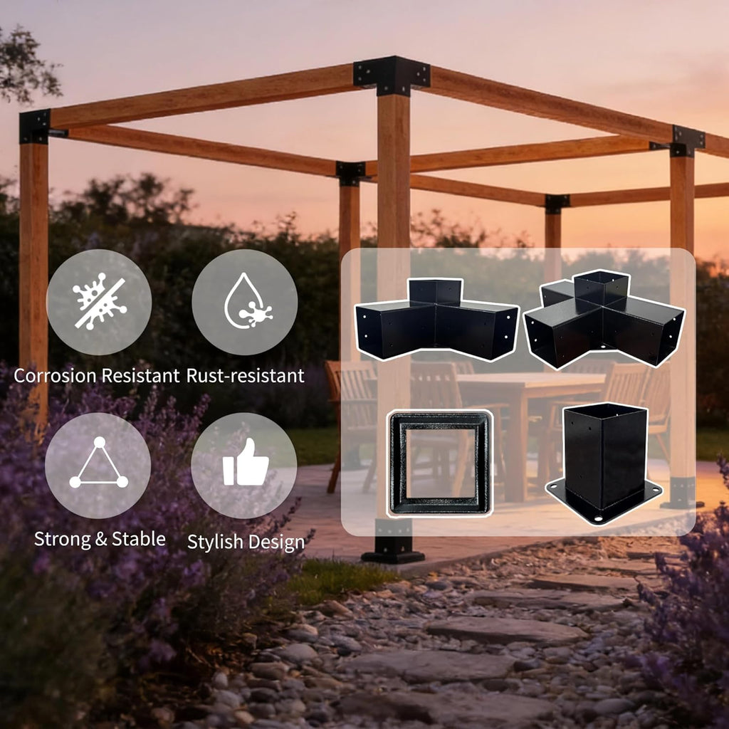 Pergola Kit with 3-Way Brackets & 4-Way Corner Brackets for  - Image 8