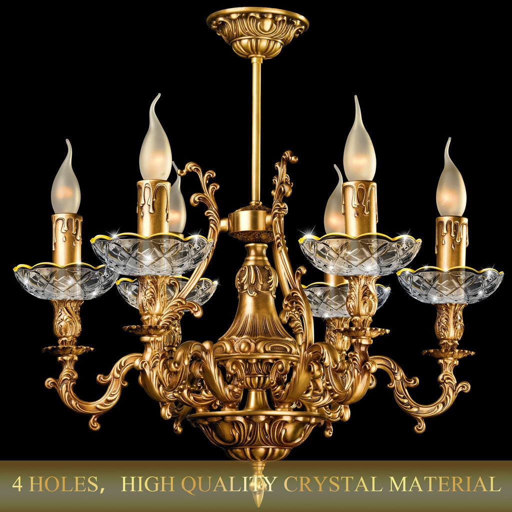 6 Pcs Chandelier Bobeche Cups 4-Hole Crystal Replacement, Gold