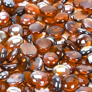Amber Fire Glass Beads, 3/4 Inch Fire Pit Glass 20lb