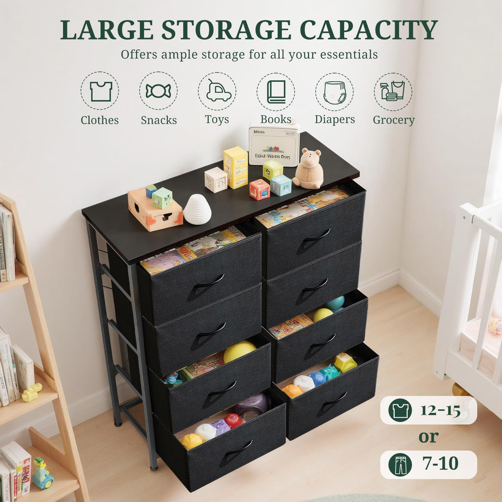 8-Drawer Dresser, Anti-Tip Tall Storage Organizer