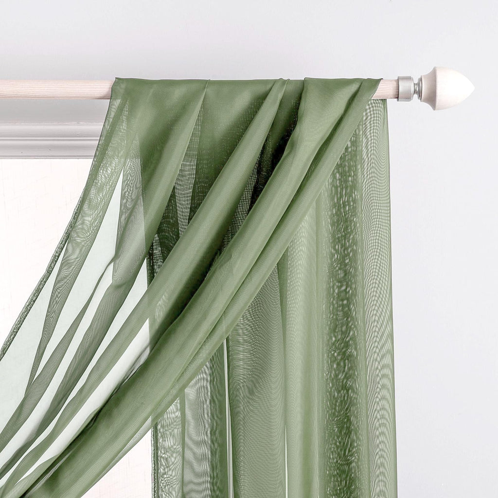 Spring Extra Long Sheer Scarf Valance 37"x216" Sage Green One Panel