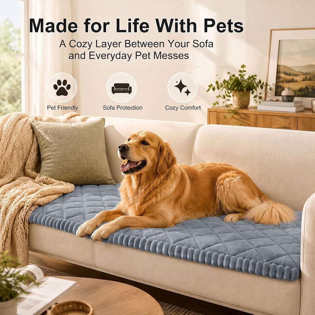 Non Slip Couch Cover for Dogs, Fuzzy Plush Pet Sofa Protector