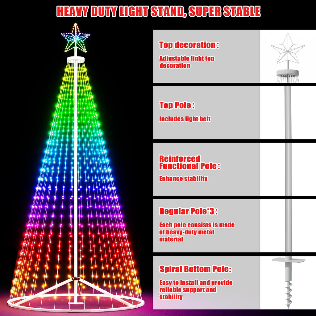 Outdoor Christmas Tree, 16 ft Prelit Christmas Tree, Smart Outside Christmas Trees Light Show, App Control with 1008