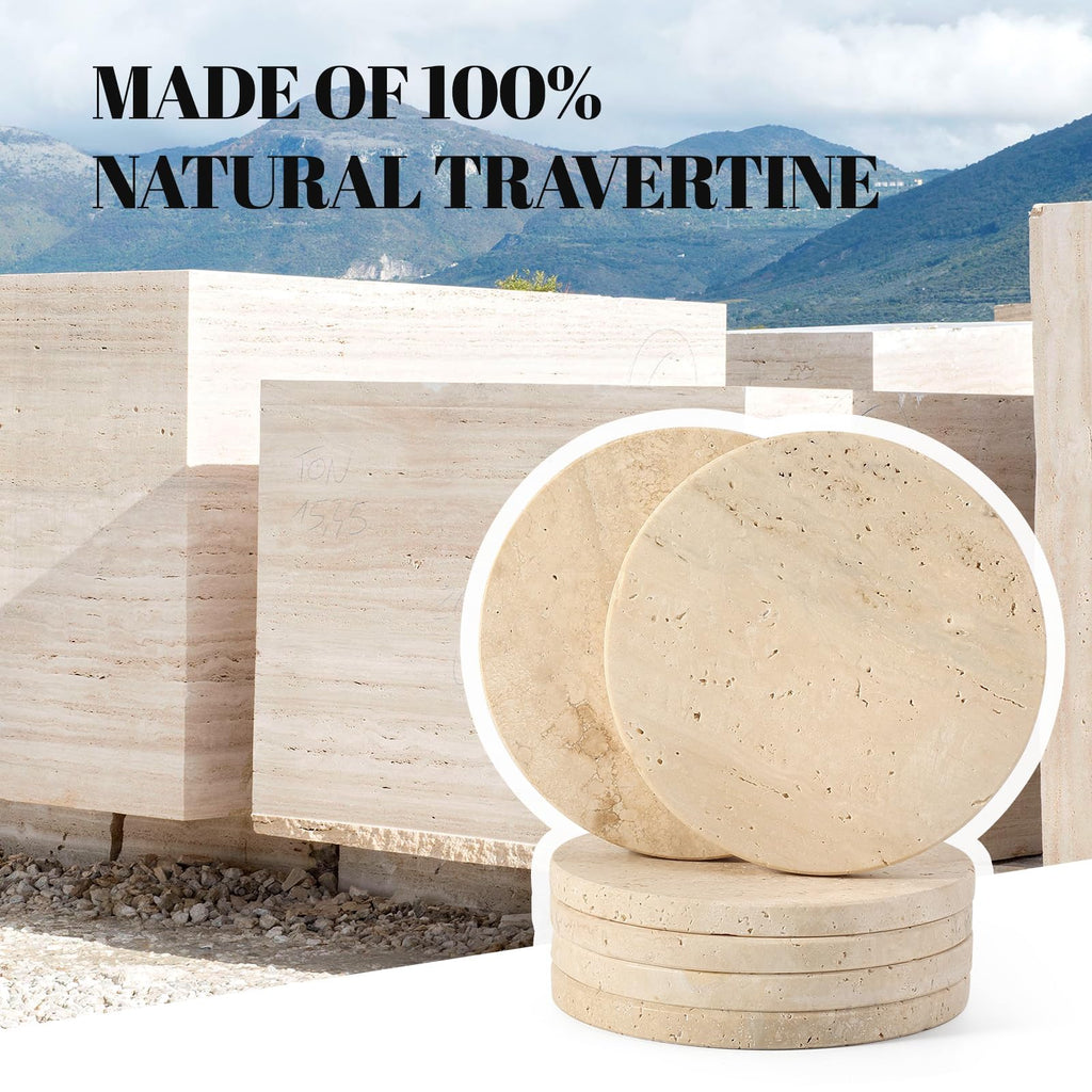 Travertine Marble Coasters Decor, Marble Coasters Set of 6