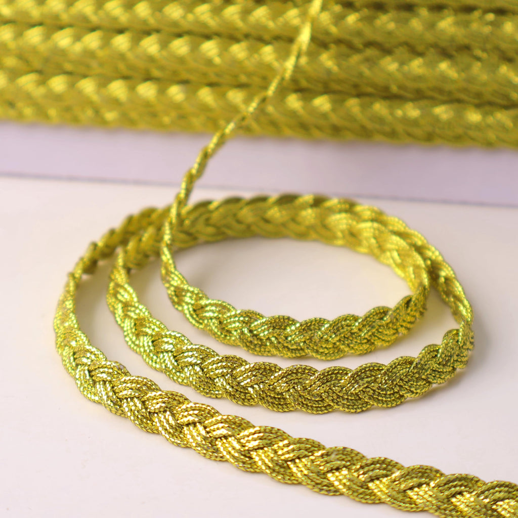 Gold Trim Metallic Floral Gimp Braid Trim Lace 0.3" Wide x 12 Yards Centipede Edge for Craft & Decor (Gold)