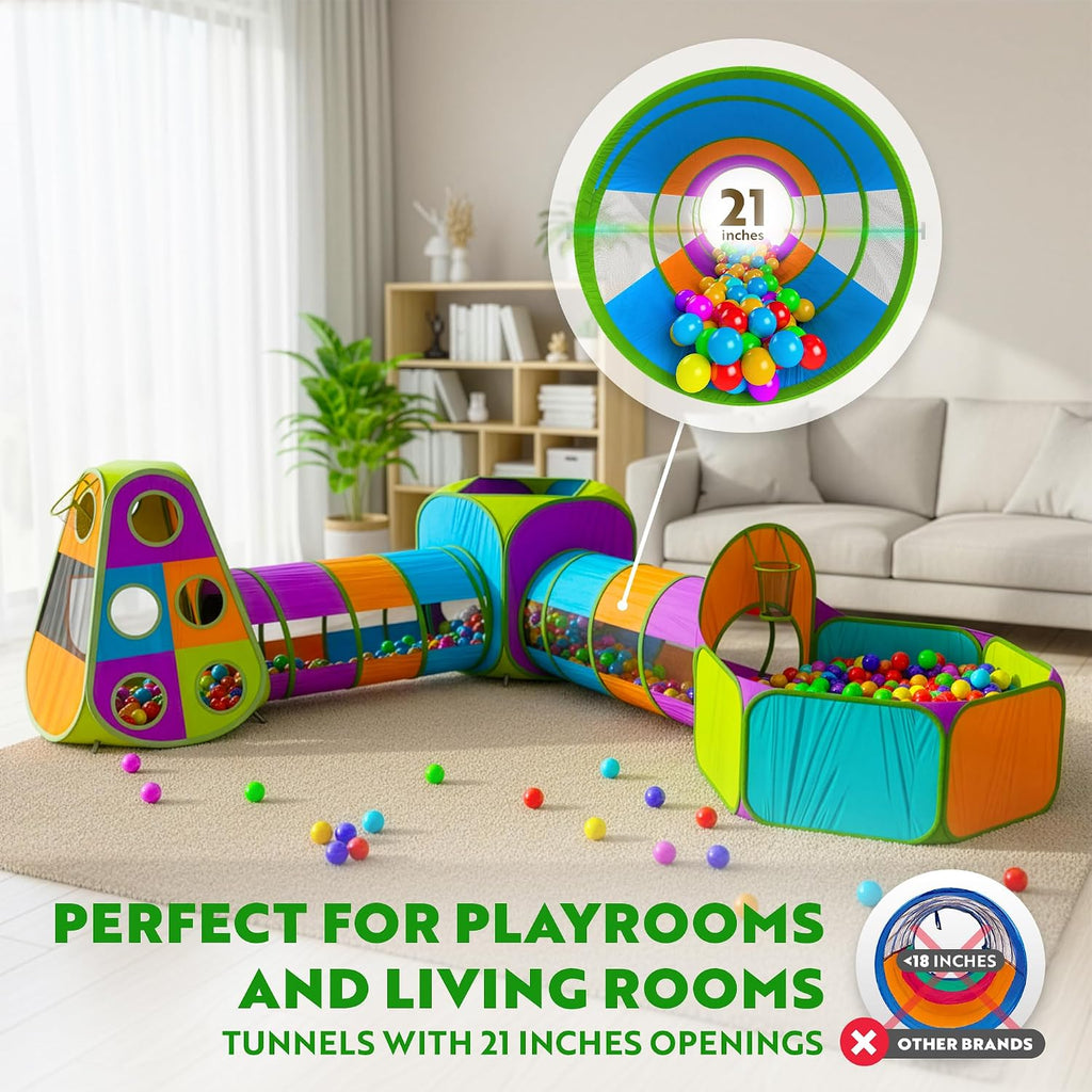 5pc Pop Up Play Tent and Crawl Through Tunnels for Kids w/Carry Bag