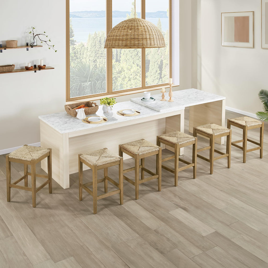 26-Inch Backless Seagrass Counter Stools Set of 2