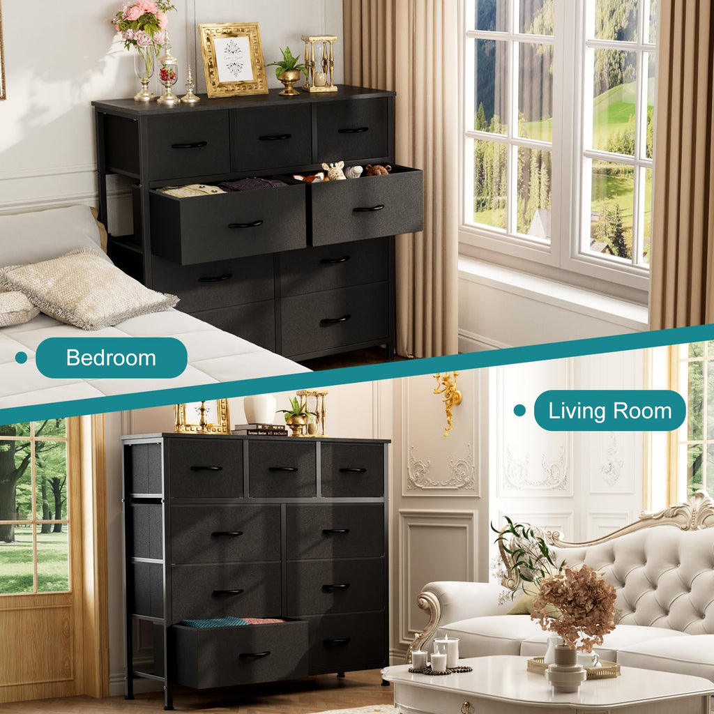 9 Drawer Black Dresser, Closet Organizer Storage Tower