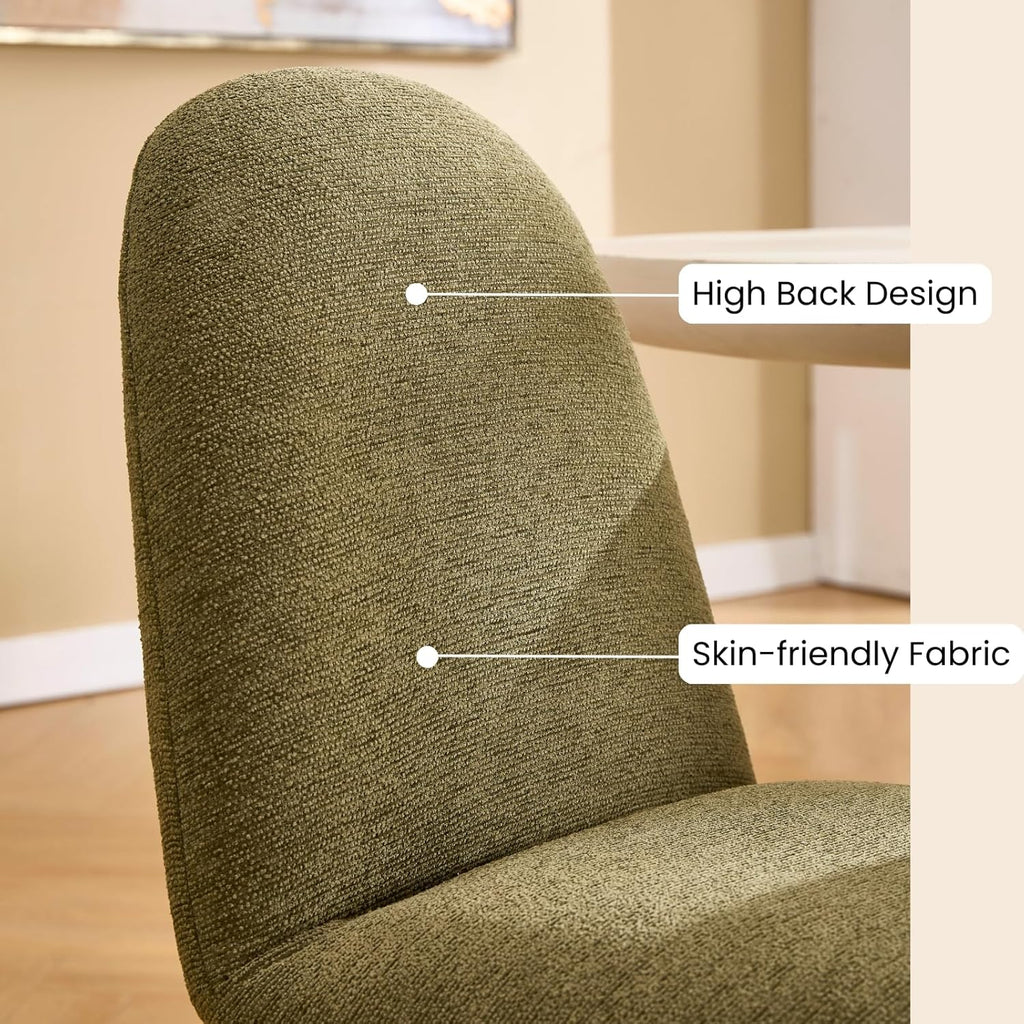 Swivel Dining Chairs Set of 2, Mid Century Modern High Back Chenille Upholstered Dining Room Chairs Kitchen