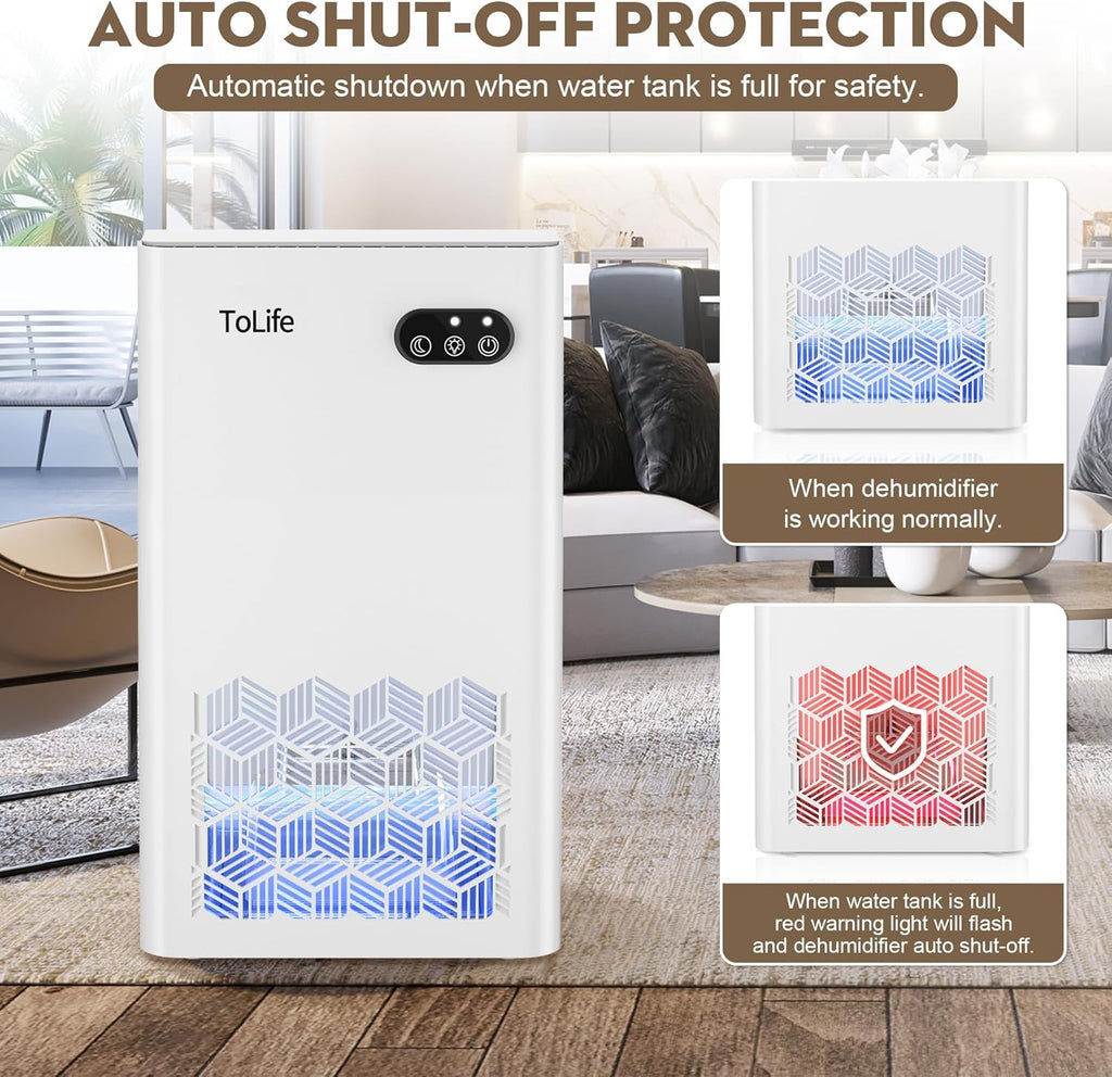 Dehumidifier for Home, 1000 sq.ft Dehumidifiers for Basement Bedroom Bathroom with 95 OZ Water Tank