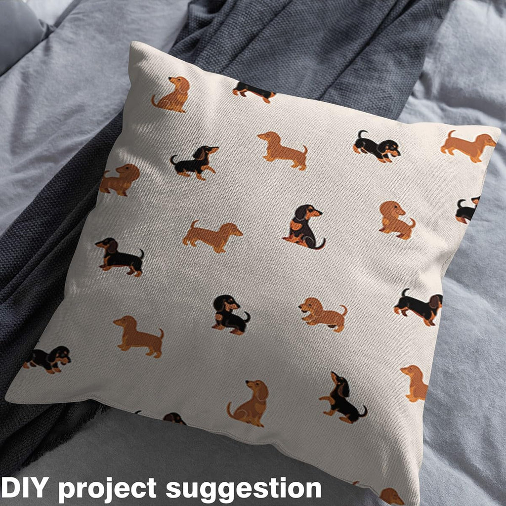 Kawaii Dachshund Fabric by The Yard Lovely Cartoon Brown Black Dogs No Stretch Fabric Cute Funny Playing Animal