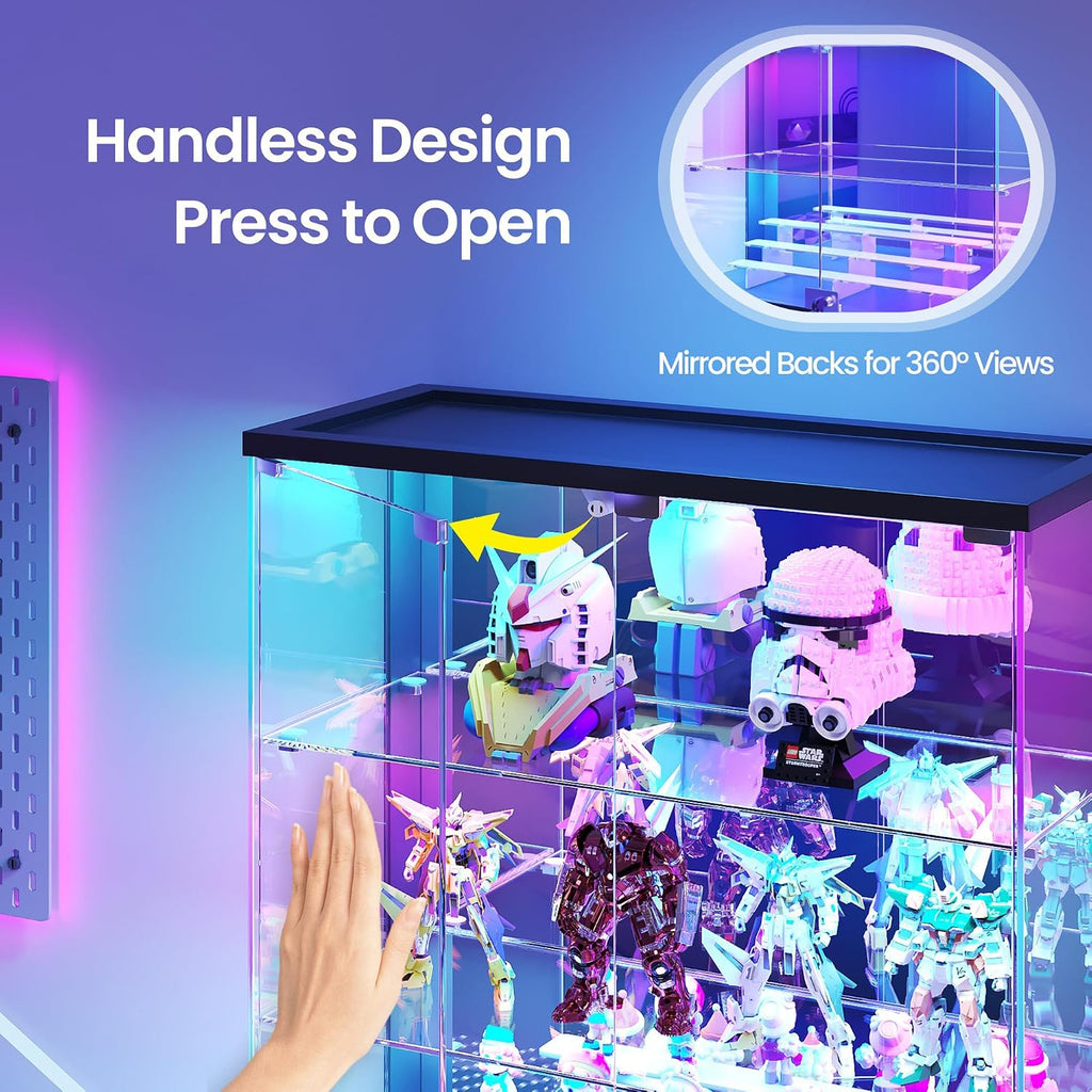 6-Tier Tall Glass Display Cabinet with RGB Lights for Collectibles | 71" Lockable Curio Cabinet,Glass Door,Display