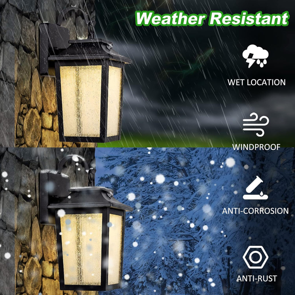 LED Dusk to Dawn Outdoor Wall Lantern with Sensor - Exterior Porch Lighting Fixtures