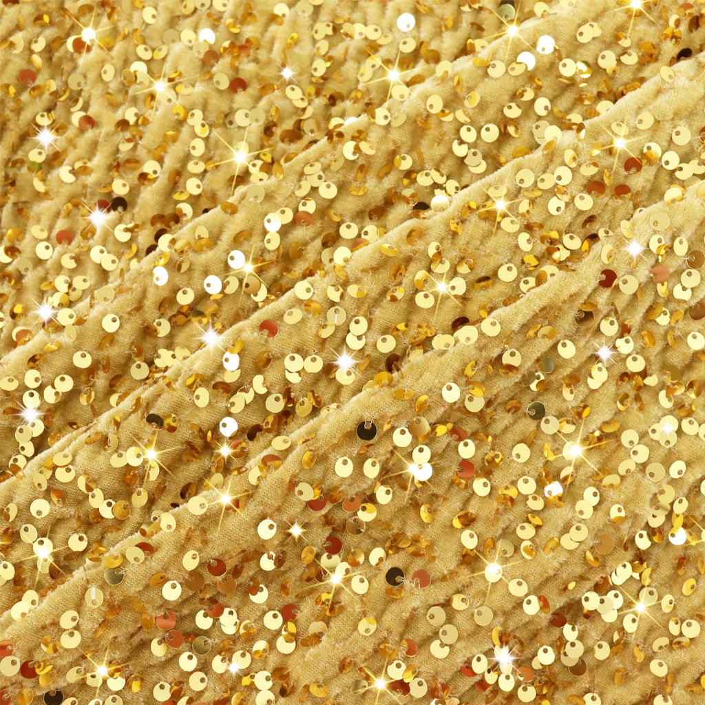 Gold Sequin Fabric 1 Yard Shiny Sequins Fabric by The Yard Velvet Material Fabric for Sewing Cloths Mesh Sequins