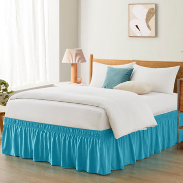 Teal Wrap Around Bed Skirt, Full Queen 14-Inch Brushed Drop