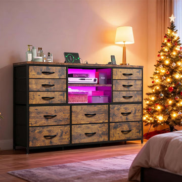 Dresser with LED Lights & Charging Station