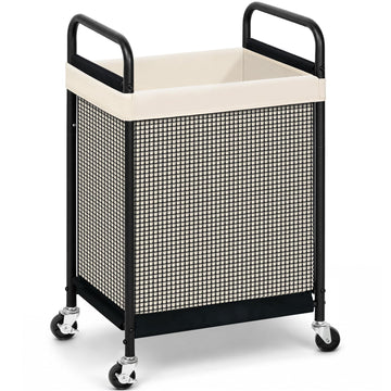 Rolling Laundry Hamper with Wheels 1-Section Laundry Sorter Rolling Laundrys Basket on Wheels with Removable Bag