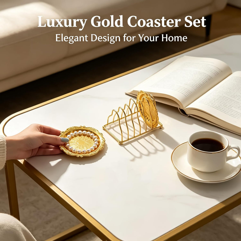 Luxury Gold Coasters Set, 6-Piece - Set of 6