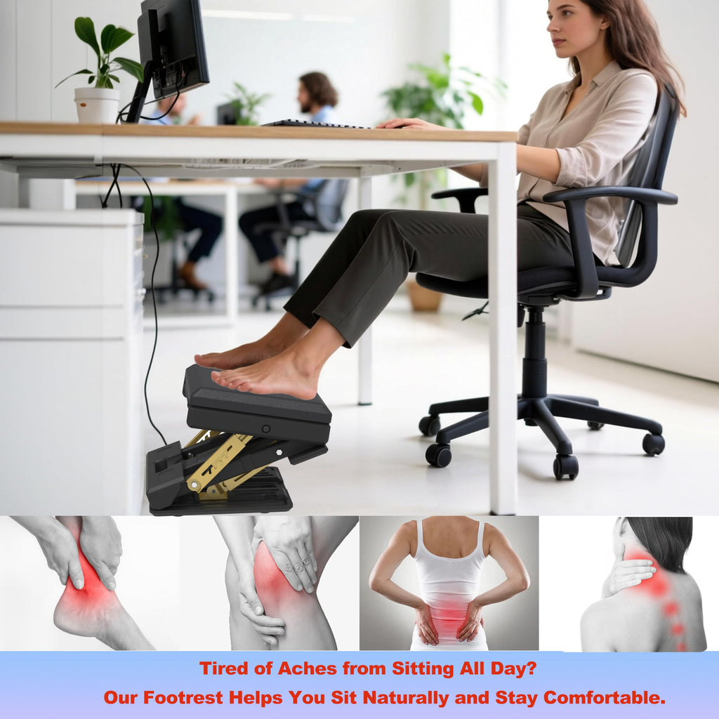 120 lbs Ergonomic Adjustable Under Desk Footrest & Leg Rest Stool