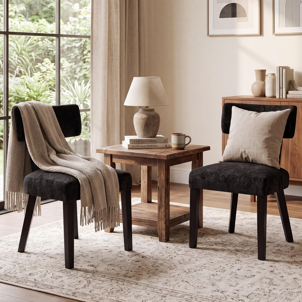 Dining Chairs Set of 4, Silky Velvet Dining Room Chairs, Charcoal Black