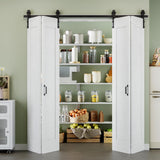 72" x 84" 1 Panel Bifold Barn Door, 80" Track Kit for 4 Closet Doors, Pre-Assembled Panel Bi-fold Ba
