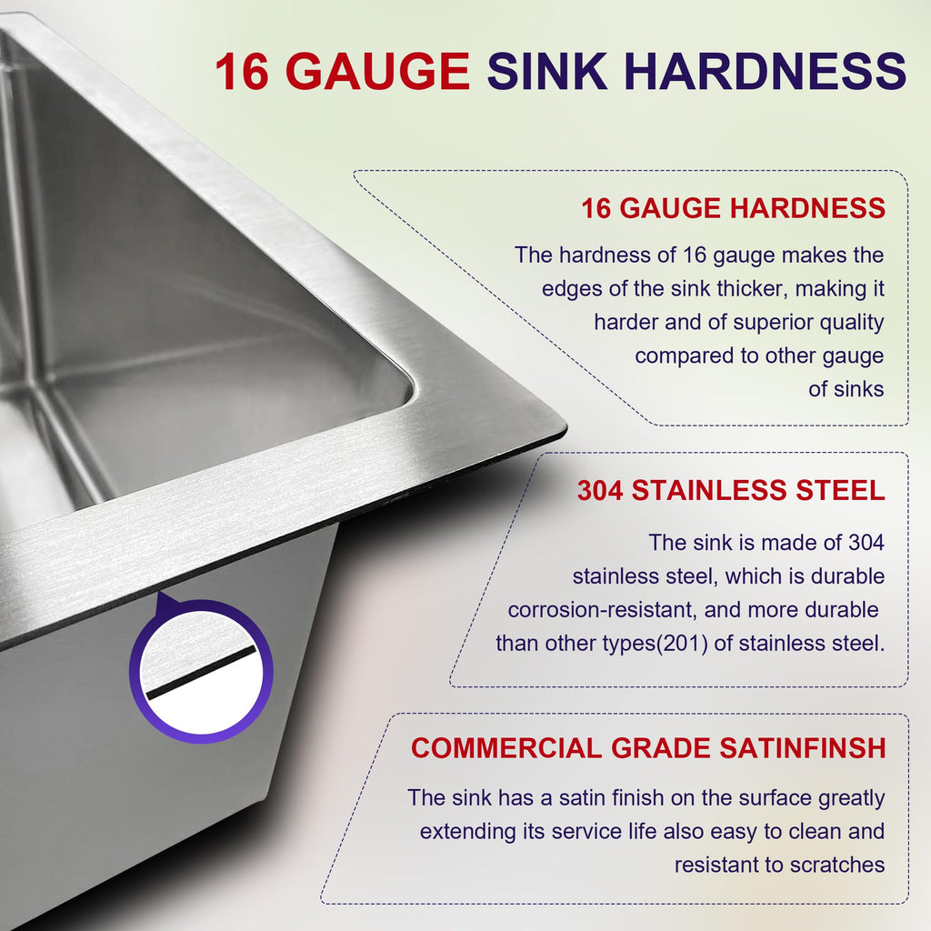 27 Inch Undermount Workstation Handmade Single Bowl Kitchen Sink