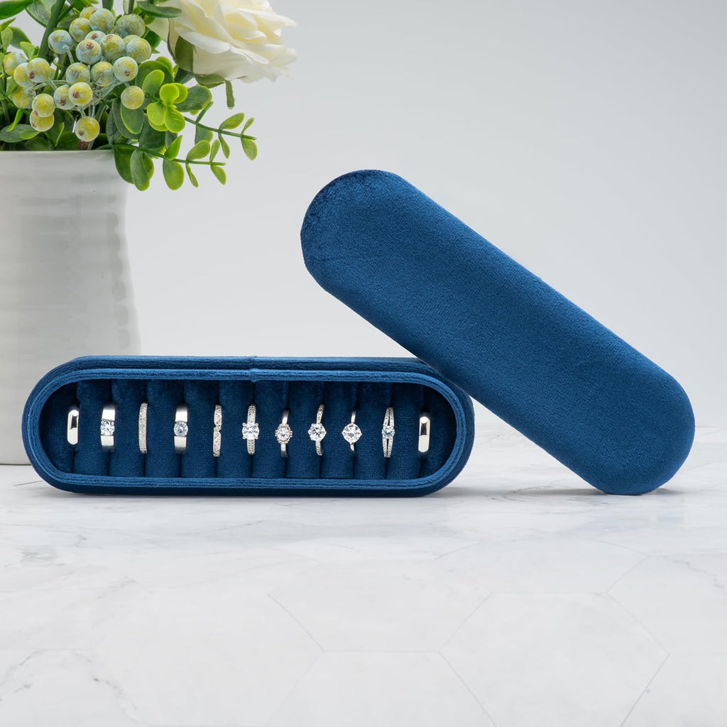 Velvet Small Multiple Ring Box Portable Organizer Display Storage