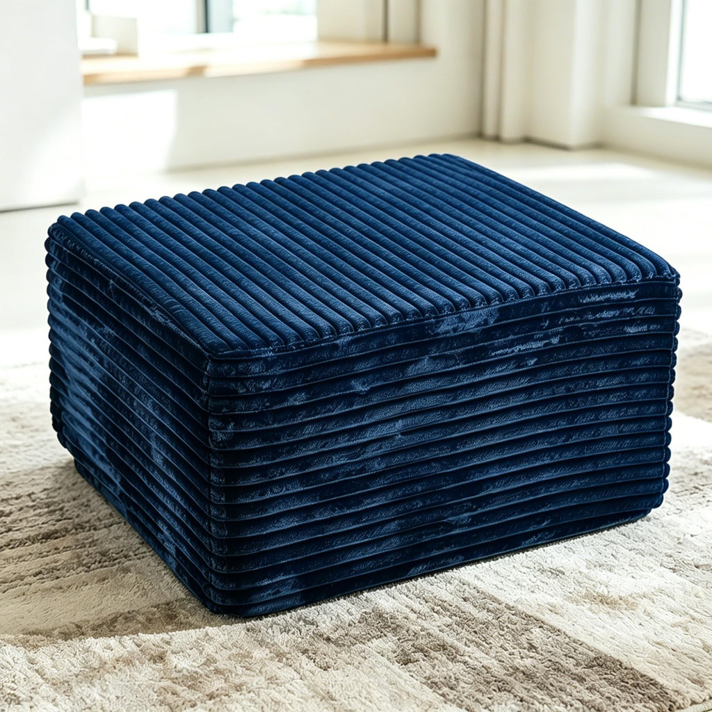 118" Modular Sectional Sofa with Chaise & Ottoman, Navy Blue