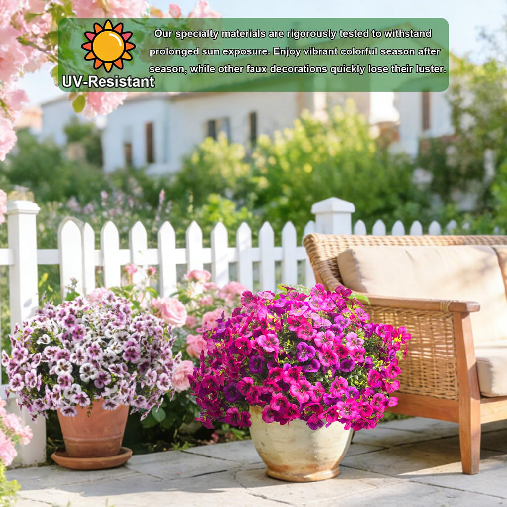 Artificial Pansy Flowers 16Pcs Silk Fake Flowers UV Resistant for Outdoors, Lifelike Faux Pansies for Planters Window