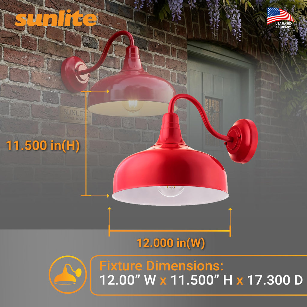 Gooseneck Rustic Barn Light Fixture, Wall Mount, Medium Base (E26) Socket, Standard A19 Bulb Required (60W